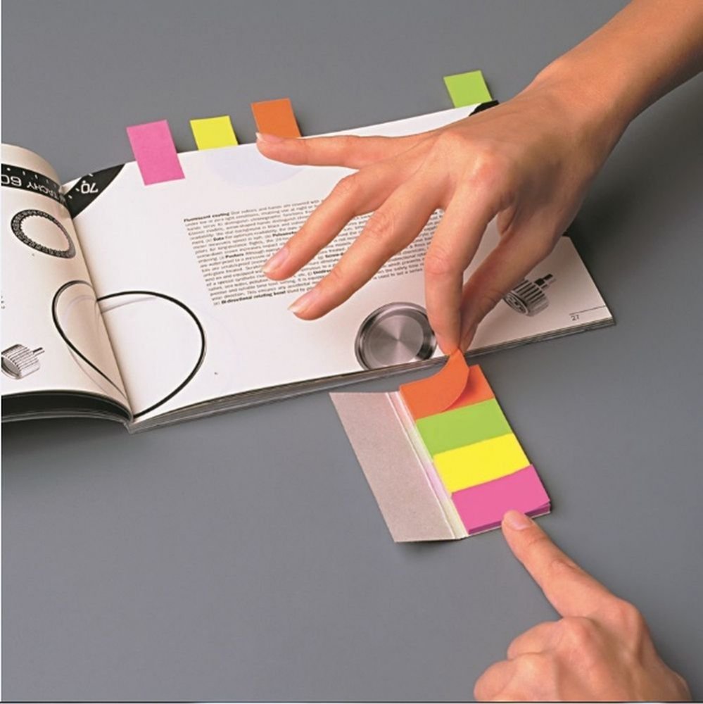 3M Post-it papírové značkovací záložky, 20 x 38 mm, neonové barvy , 4 x 50ks