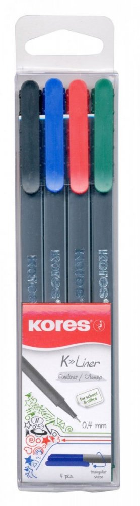 K-LINER SET, šíře stopy 0,4 mm, mix 4 barev (modrá, černá, červená, zelená)