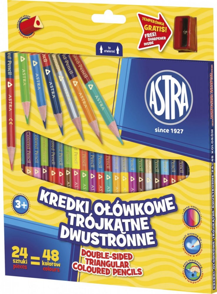 Tužkové nelámavé pastelky trojhranné oboustranné