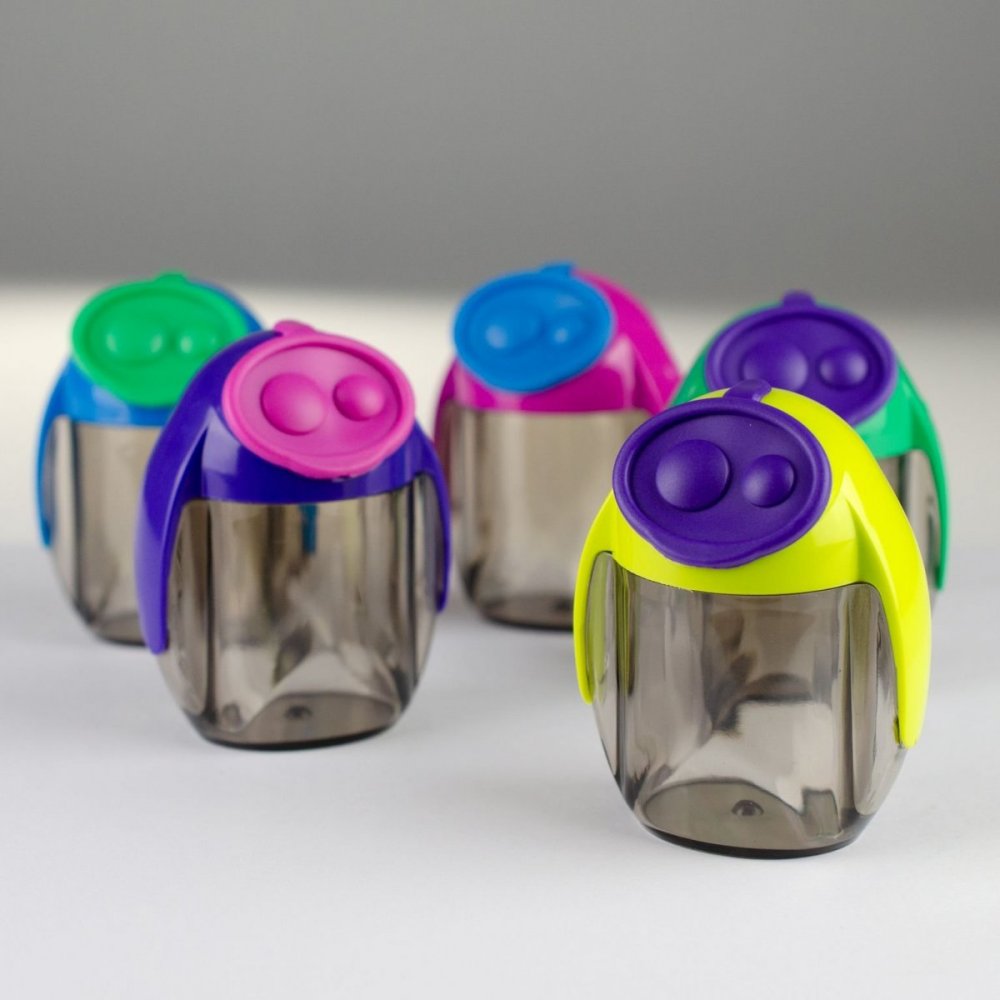 MIGOO, dvojité plastové ořezávátko se zásobníkem, mix 5 barev