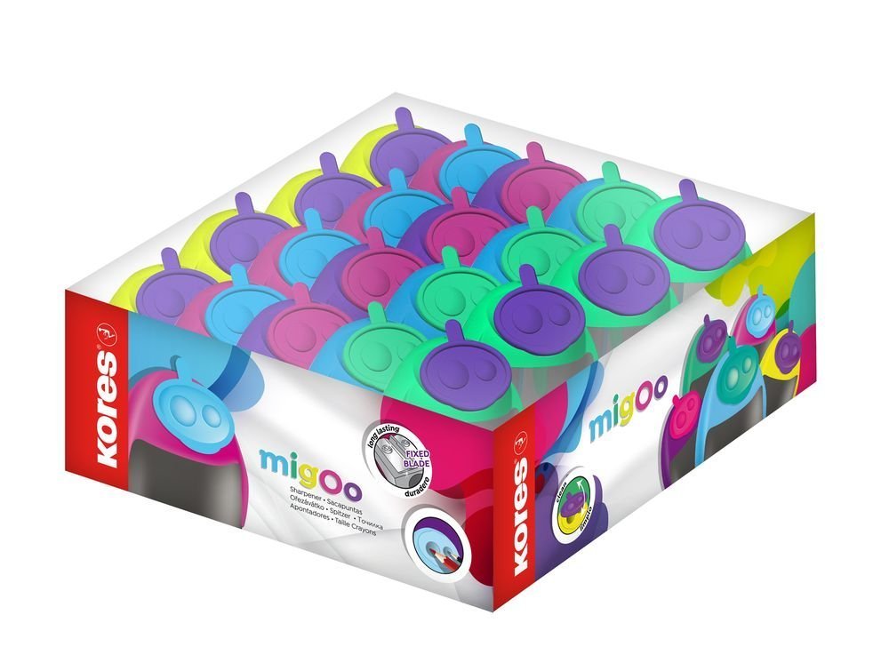 MIGOO, dvojité plastové ořezávátko se zásobníkem, mix 5 barev