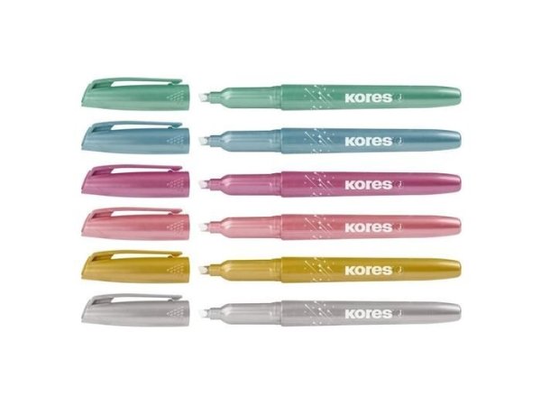Kores Glitter Text Marker, třpytivé zvýrazňovače, set 6 barev