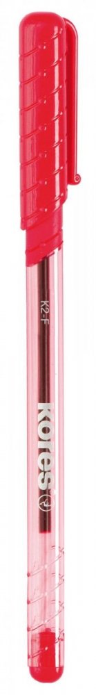 K2 Pen, soft grip, transparentní, trojhranné, šíře F-0,7 mm, červená