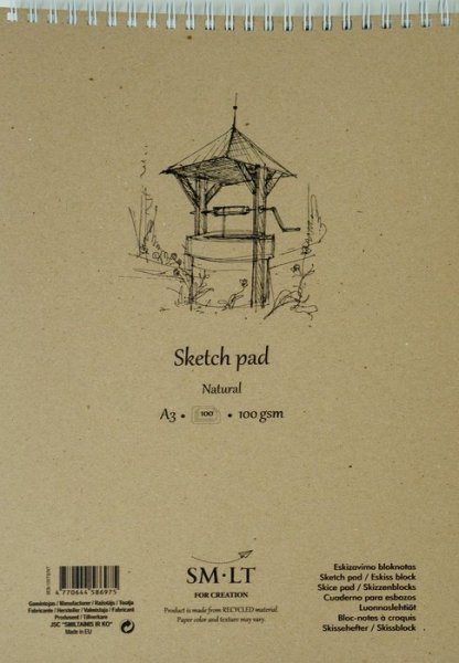 SMLT art Blok authentic, skicák krémový A3, 100 listů, 100g/m2, spirála