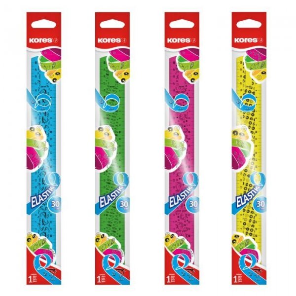 ELASTIK 30cm, ohebné pravítko, mix 4 barev