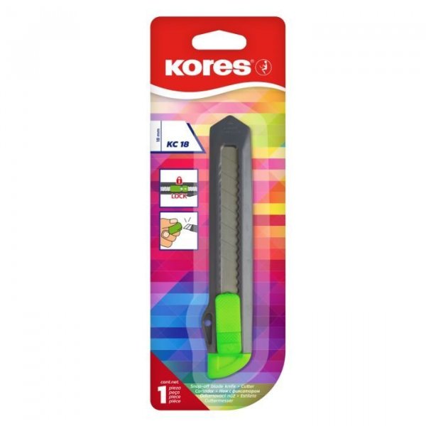 Odlamovací nůž KC 18 mm, plast, mix 4 neonových barev