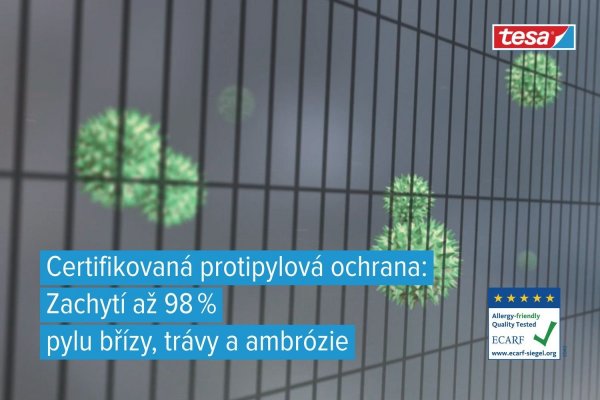 Síť proti pylu do okna, certifikát ECARF, suchý zip, 1,3x1,5m, antracitová