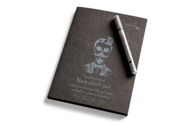 SMLT art Blok Authentic, černý, A5, 30 listů, 165g/m2