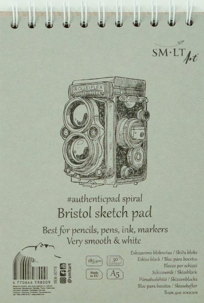 SMLT art Blok Authentic, Bristol, A5, 30 listů, 185g/m2, spirála