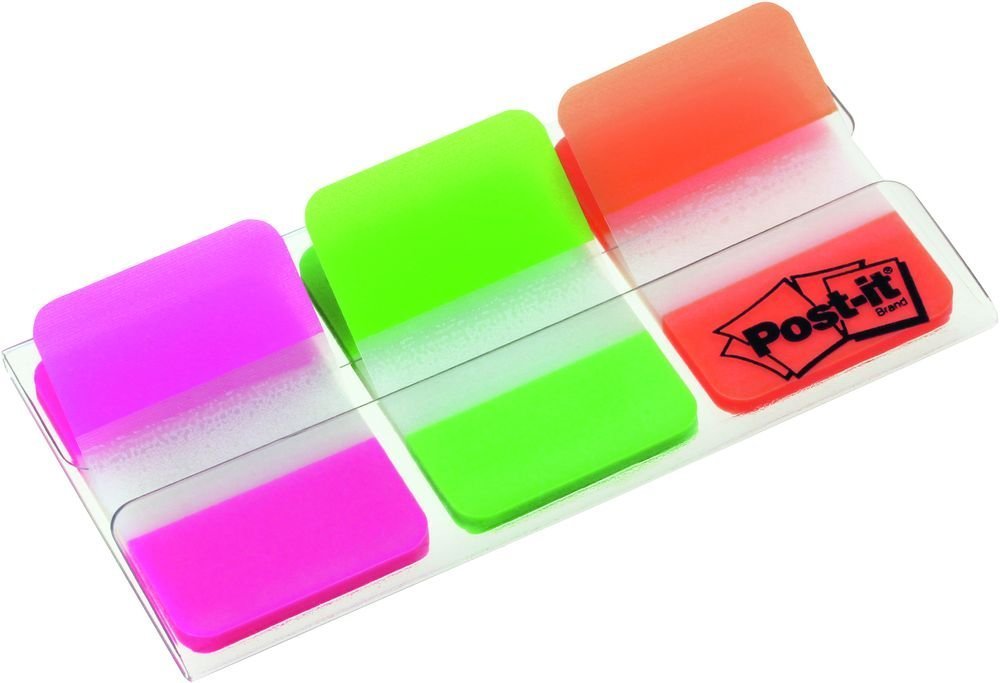 3M Post-it supersilné záložky 686-PGO, 25 x 38 mm,  růžová, zelená, oranžová, 3x22 záložek