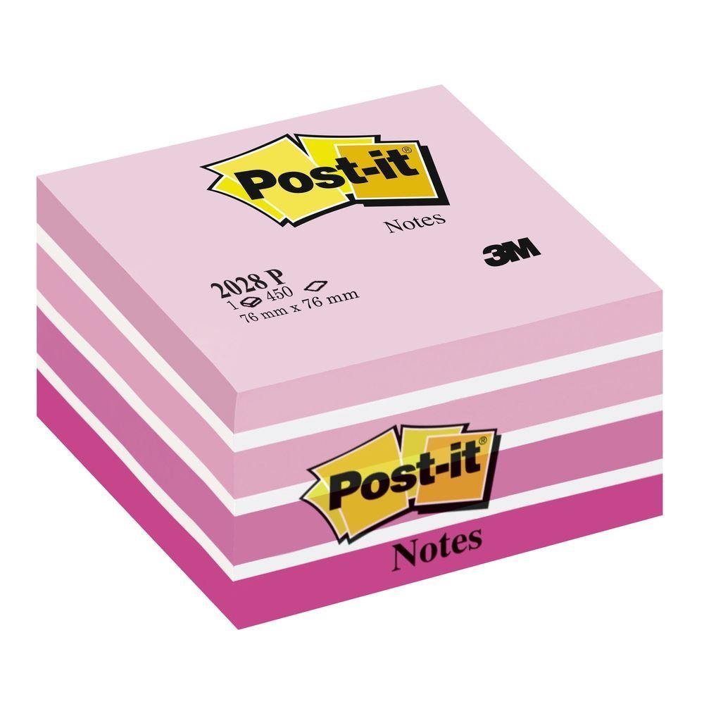 3M Post-it kostka 2028B, velikost 76x76 mm, odstíny růžové barvy, 450 lístků