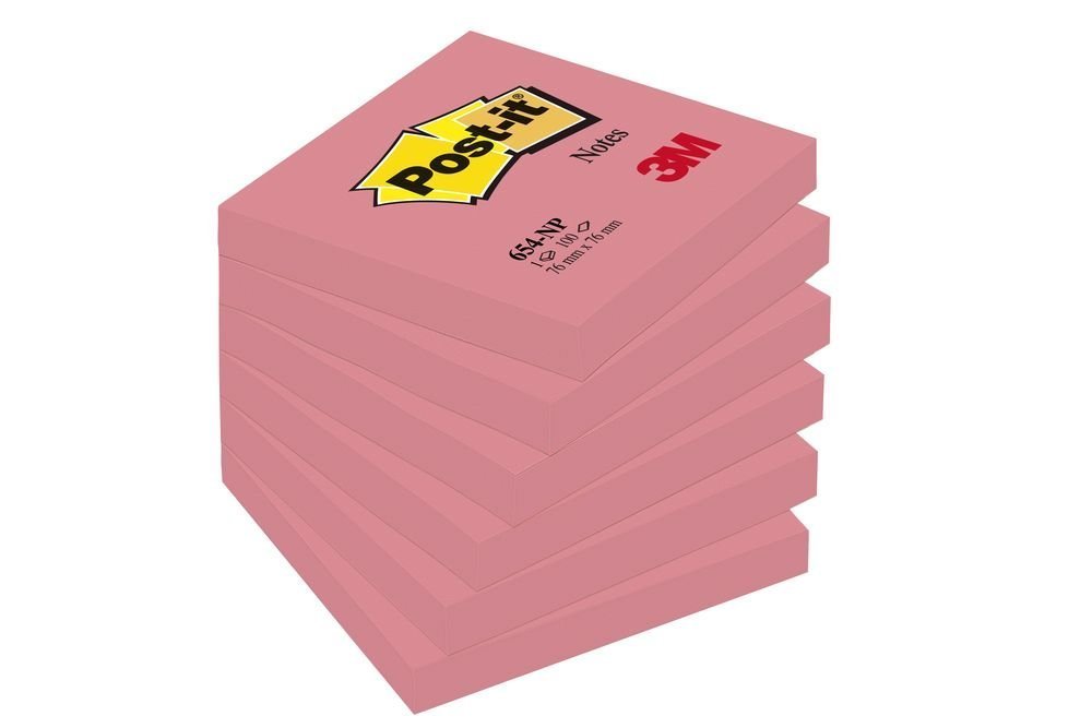 3M Post-it samolepicí bloček 654NP, velikost 76x76 mm, 6x 1 bloček 100 lístků