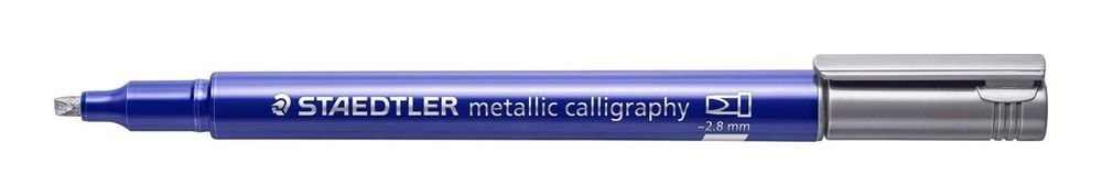 Metalický popisovač na kaligrafii, stříbrný