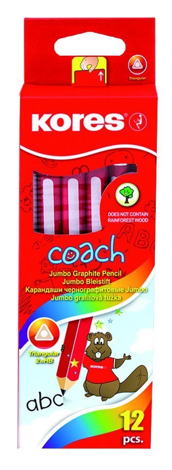 Jumbo trojhranná tužka Coach 3/4 délka, bílá pryž