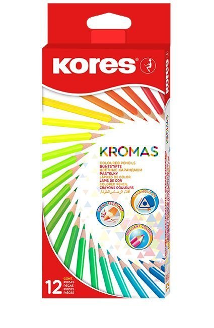 KROMAS, trojhranné pastelky 3 mm / 12 barev