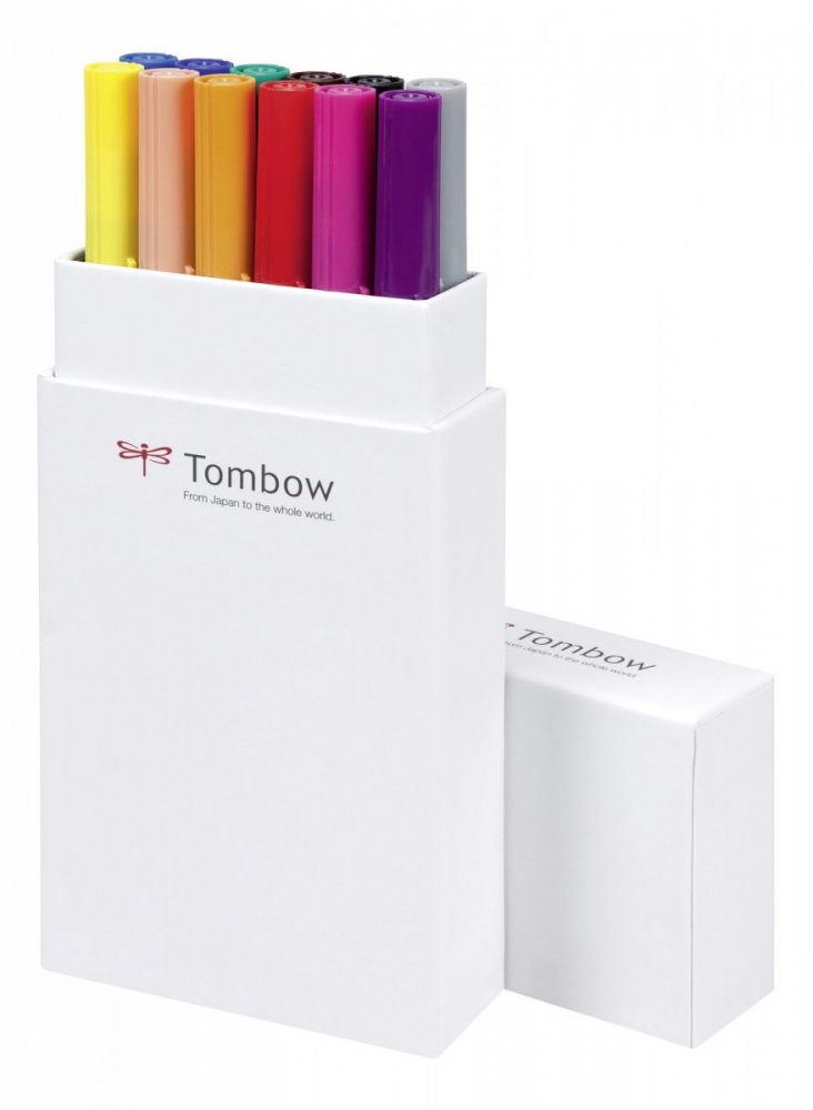 Tombow Sada oboustranných fixů ABT Dual Brush Pen – Primary colours, 12 ks
