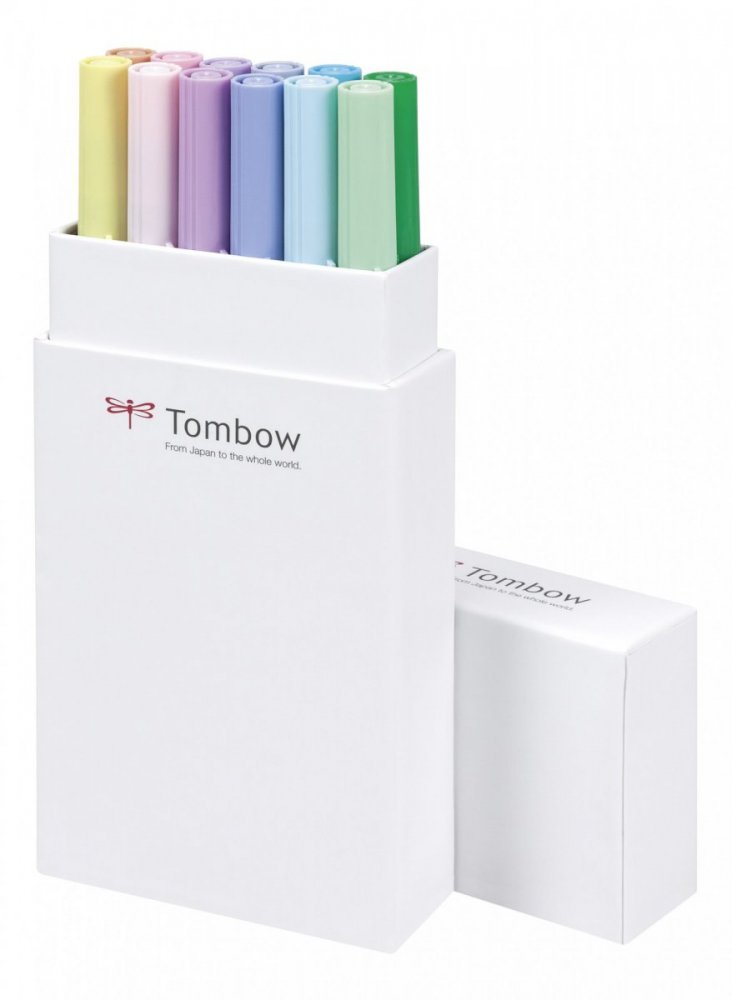 Tombow Sada oboustranných fixů ABT Dual Brush Pen – Pastels, 12 ks