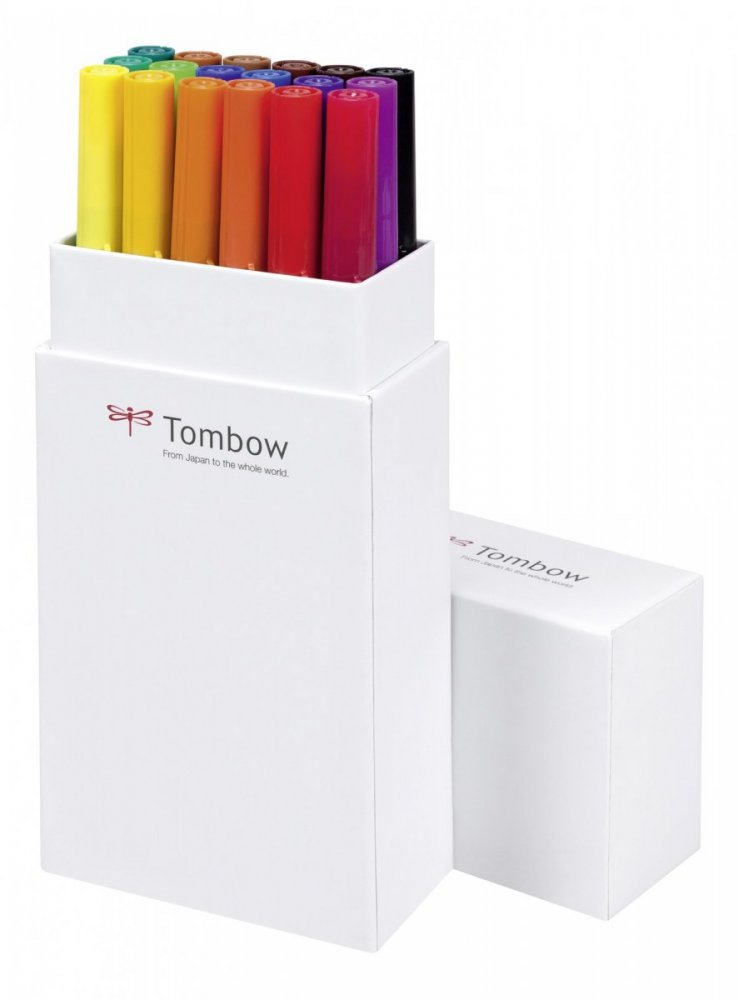 Tombow Sada oboustranných fixů ABT Dual Brush Pen – Primary colours, 18 ks