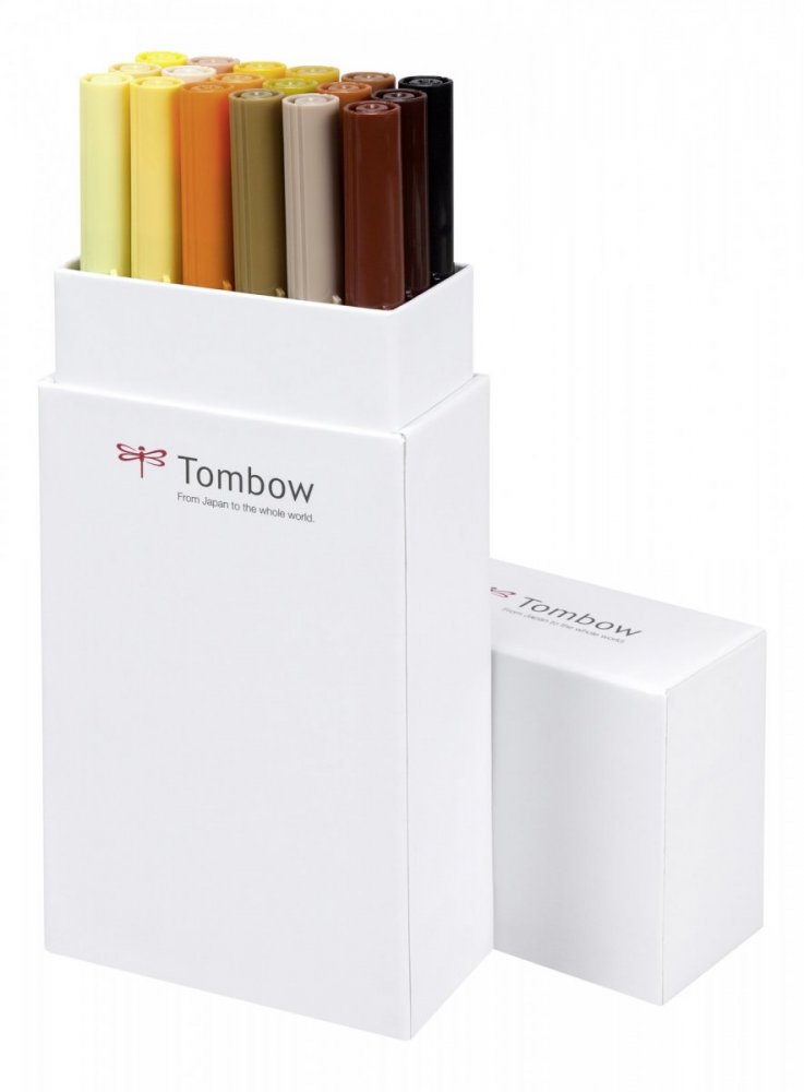 Tombow Sada oboustranných fixů ABT Dual Brush Pen – Earth colours, 18 ks