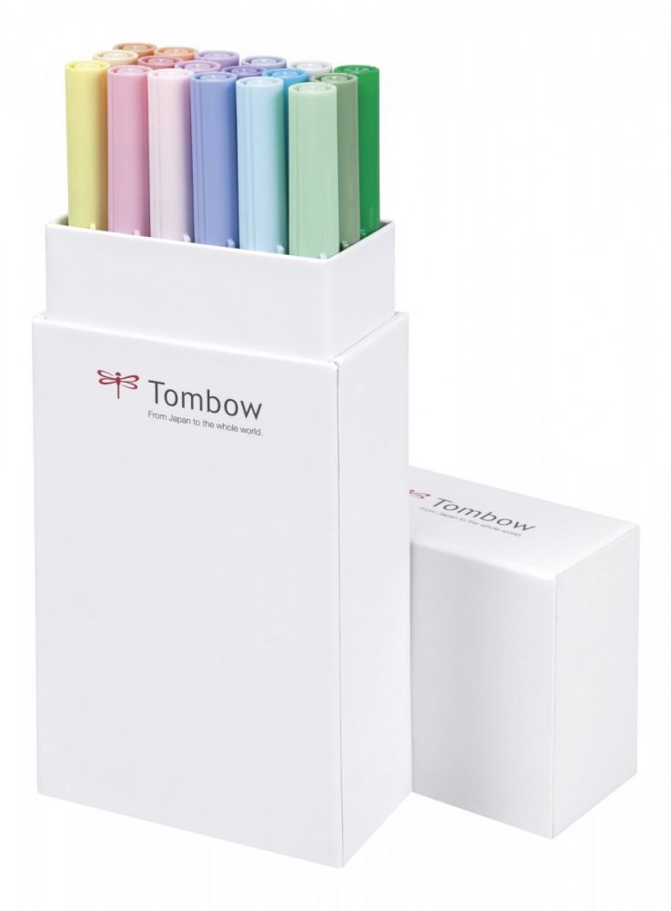 Tombow Sada oboustranných fixů ABT Dual Brush Pen – Pastels, 18 ks
