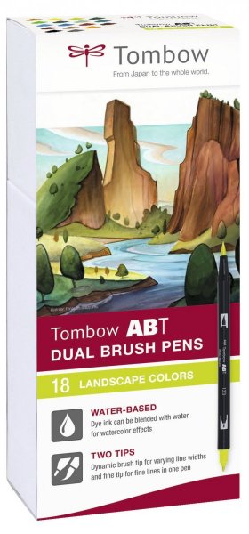 Sada oboustranných fixů Tombow – ABT Landscape colours, 18 ks