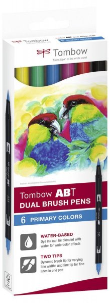 Sada oboustranných fixů Tombow – ABT Primary colours, 6 ks