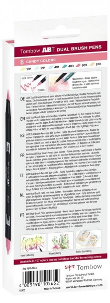 Sada oboustranných fixů Tombow – ABT Candy colours, 6 ks