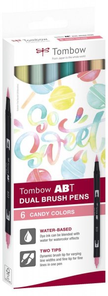 Sada oboustranných fixů Tombow – ABT Candy colours, 6 ks