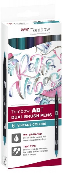 Sada oboustranných fixů Tombow – ABT Vintage colours, 6 ks