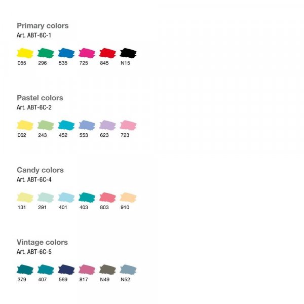 Sada oboustranných fixů Tombow – ABT Candy colours, 6 ks