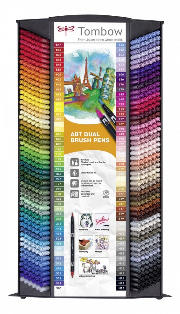 Tombow Sada oboustranných fixů ABT Dual Brush Pen, 600 ks