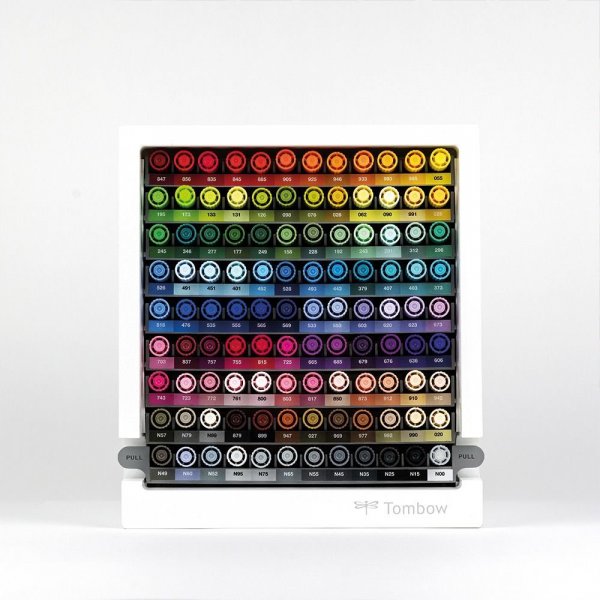 Tombow Stolní organizér s fixy ABT Dual Brush Pen ve 107 barvách + blender
