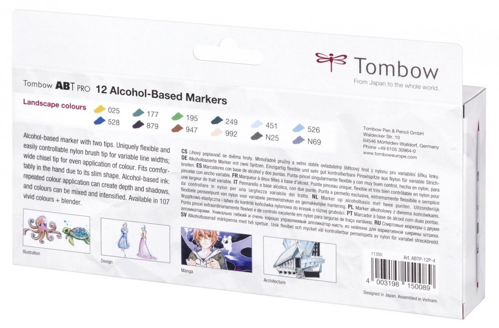 Tombow Sada oboustranných lihových fixů ABT PRO – Landscape colors, 12 ks
