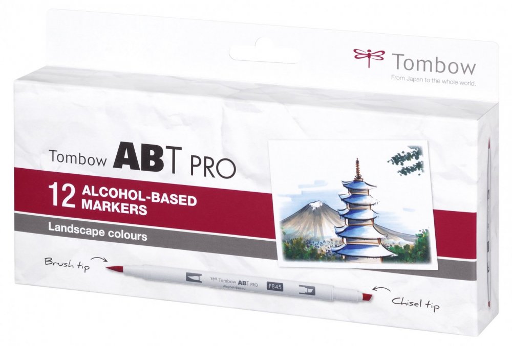 Tombow Sada oboustranných lihových fixů ABT PRO – Landscape colors, 12 ks