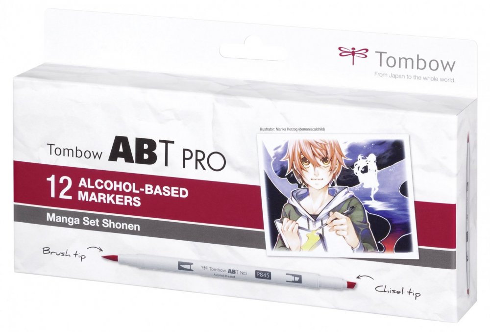 Tombow Sada oboustranných lihových fixů ABT PRO – Manga Set Shonen, 12 ks