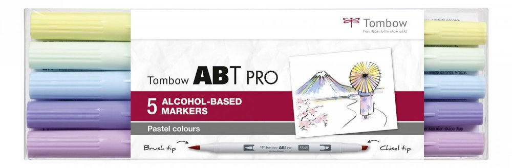 Sada oboustranných fixů Tombow – ABT PRO Pastel colours, 5 ks