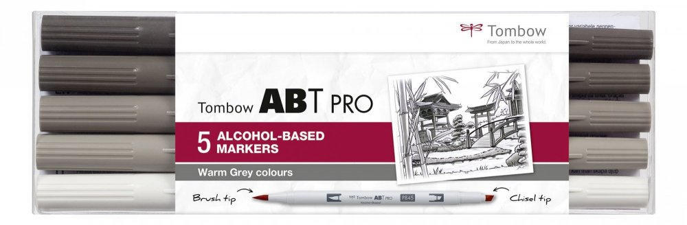 Sada oboustranných fixů Tombow – ABT PRO Warm Gray colours, 5ks