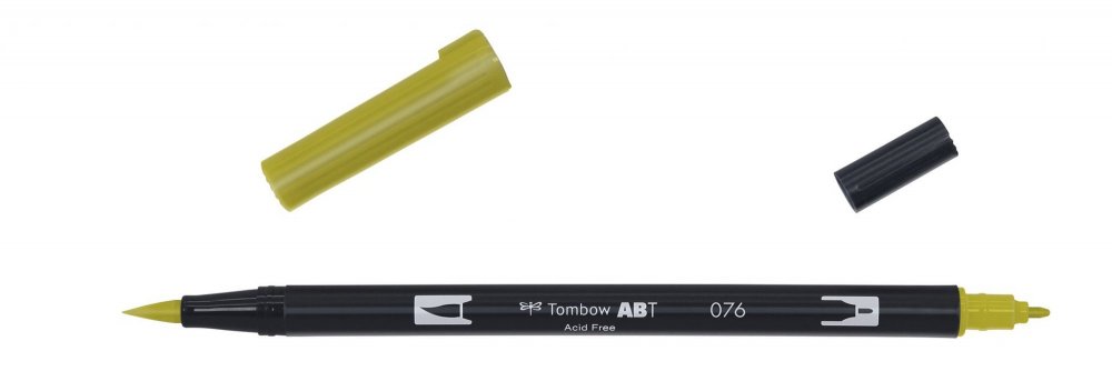 Tombow Oboustranný štětcový fix ABT Dual Brush Pen, green ochre