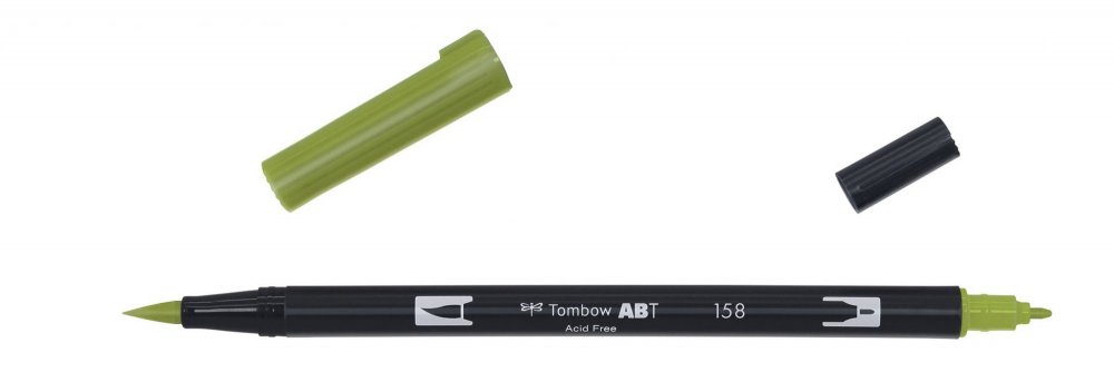 Tombow Oboustranný štětcový fix ABT Dual Brush Pen, dark olive