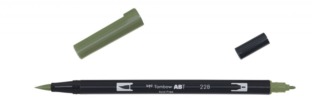 Tombow Oboustranný štětcový fix ABT Dual Brush Pen grey green
