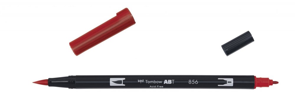 Tombow Oboustranný štětcový fix ABT Dual Brush Pen, poppy red