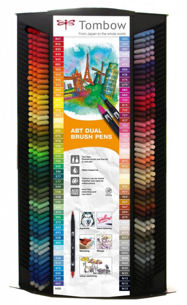 Tombow Sada oboustranných fixů ABT Dual Brush Pen, 300 ks