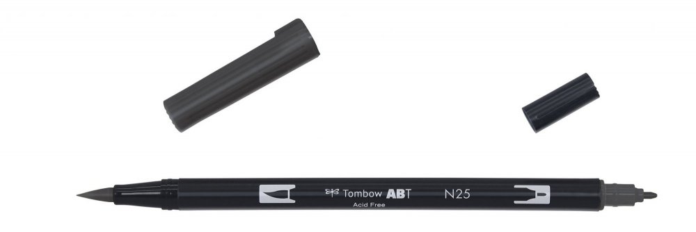 Tombow Oboustranný štětcový fix ABT Dual Brush Pen, lamp black