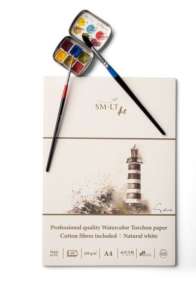 SMLT art Blok professional akvarel Torchon, A4, 10 listů, 250g/m2