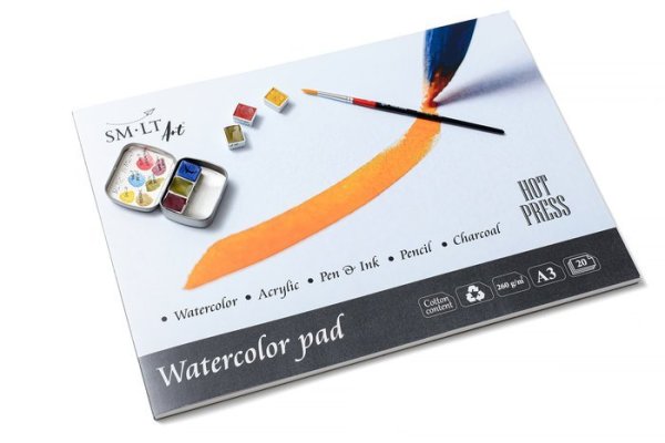SMLT art Blok Hot press, akvarel, A4, 20 listů, 260g/m2