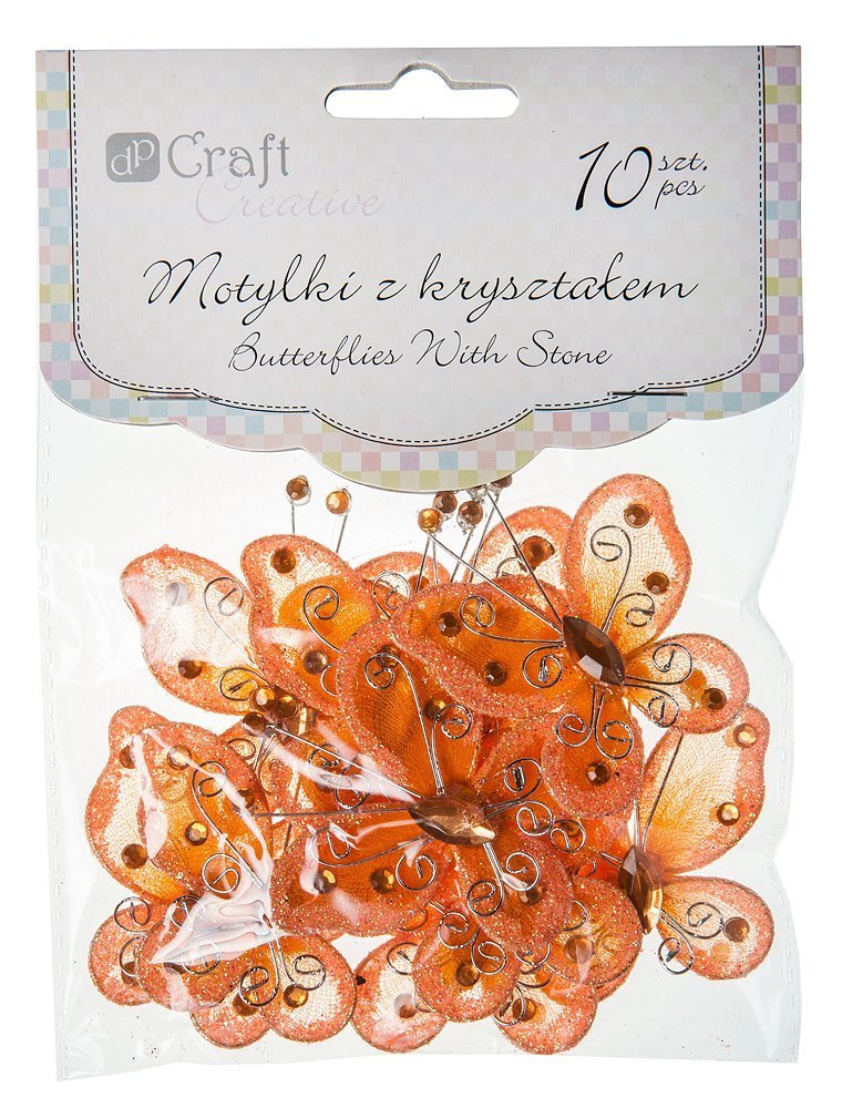 Motýlci s krystalky – oranžová 10ks