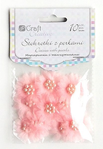 Sedmikrásky s perlami – růžové 10ks