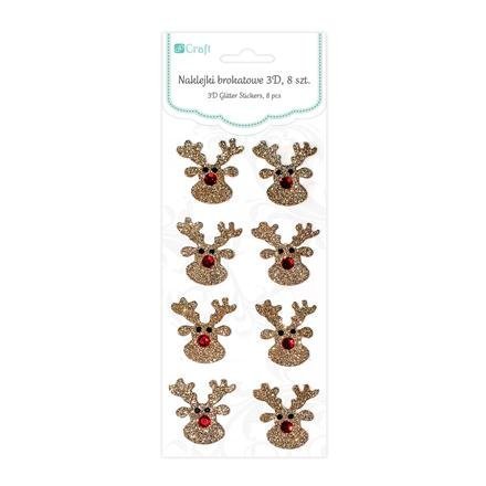 Brokátové 3D samolepky – sobi, 8 ks