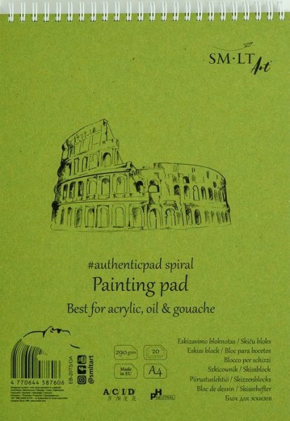 SMLT art Blok Authentic, Acrylic A4, 20 listů, 290g/m2, spirála