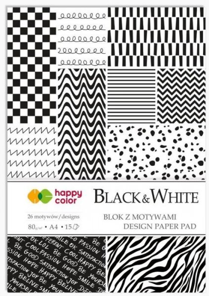 Happy Color Sada barevných papírů s motivy A4, Black&White